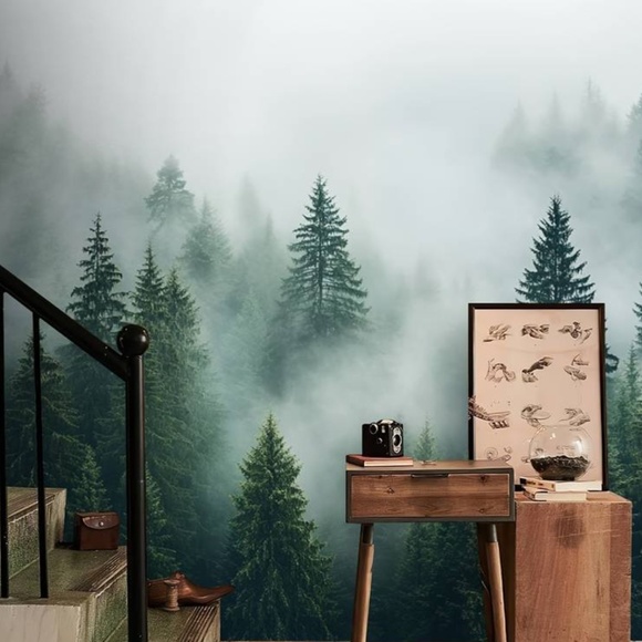 Forest + fog wallpaper peel & stick - Picture 3 of 4